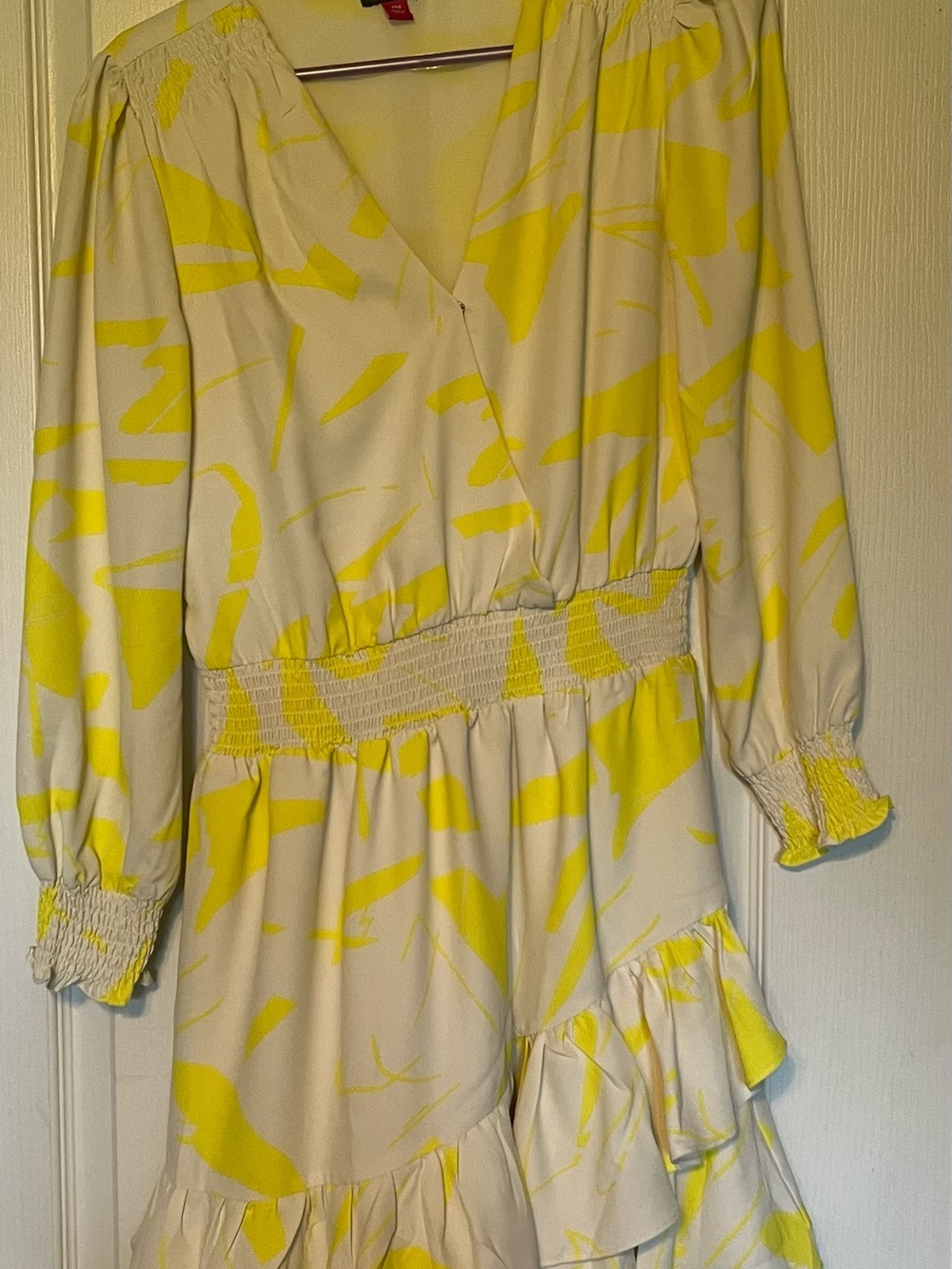 Vince Camuto Cream Dress with Yellow Abstract Print